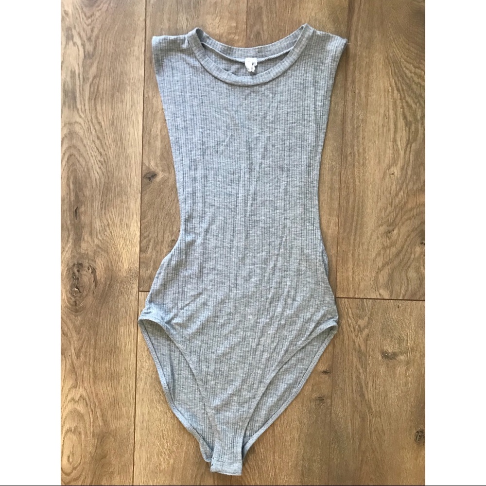Urban Outfitters Grey Ribbed Tank Bodysuit
